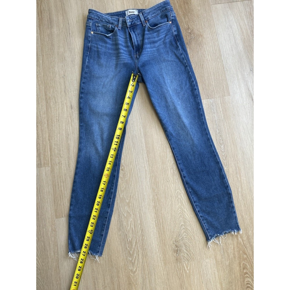 PAIGE Hoxton Ankle Transcend Vintage High Rise Skinny Jeans Raw Frayed Hem 29 - Picture 11 of 16